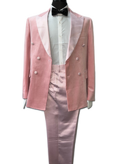 Biarelli Double Breasted Light Pink Suede Suit