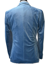 Biarelli Double Breasted Light Blue Suede Suit