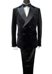 Biarelli Double Breasted Black Suede Suit