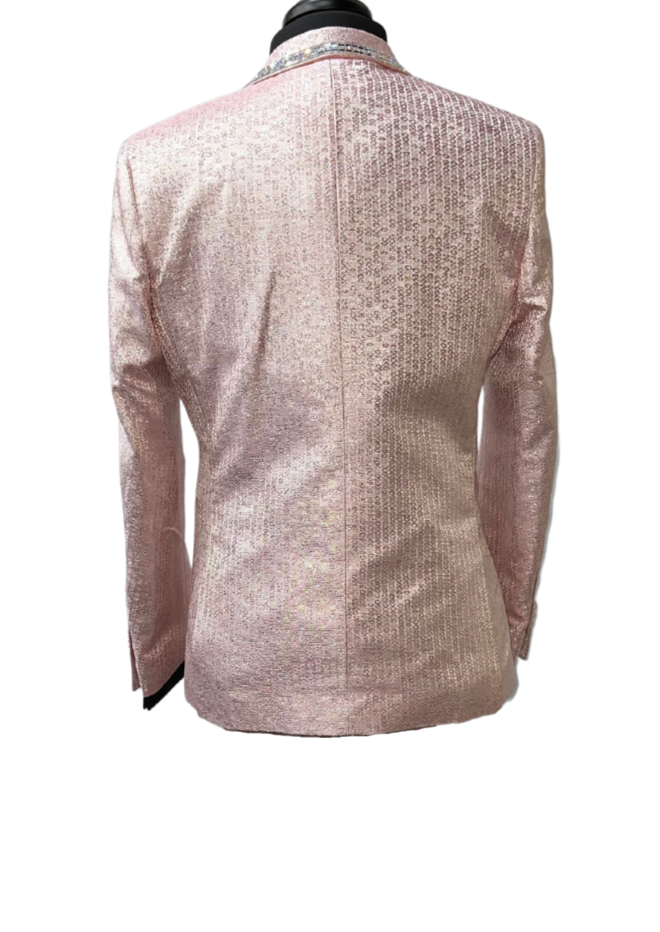 Biarelli Light Pink Embellished Formal Blazer