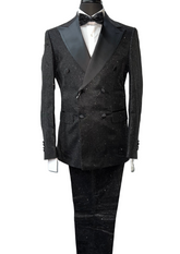Biarelli Double Breasted Black Sparkle Suit