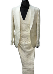 Giovanni Testi Satin Floral Pattern 3-Piece Suit