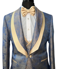 Quesste Sky Blue & Champagne Turkish Suit
