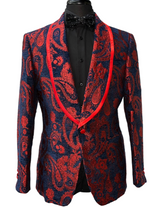 Barabas Navy & Red Barabas Ornamental textile design Blazer