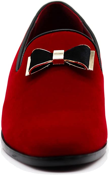 St. Patrick Red & Gold Velvet Bow Sparko Loafer