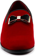 St. Patrick Red & Gold Velvet Bow Sparko Loafer