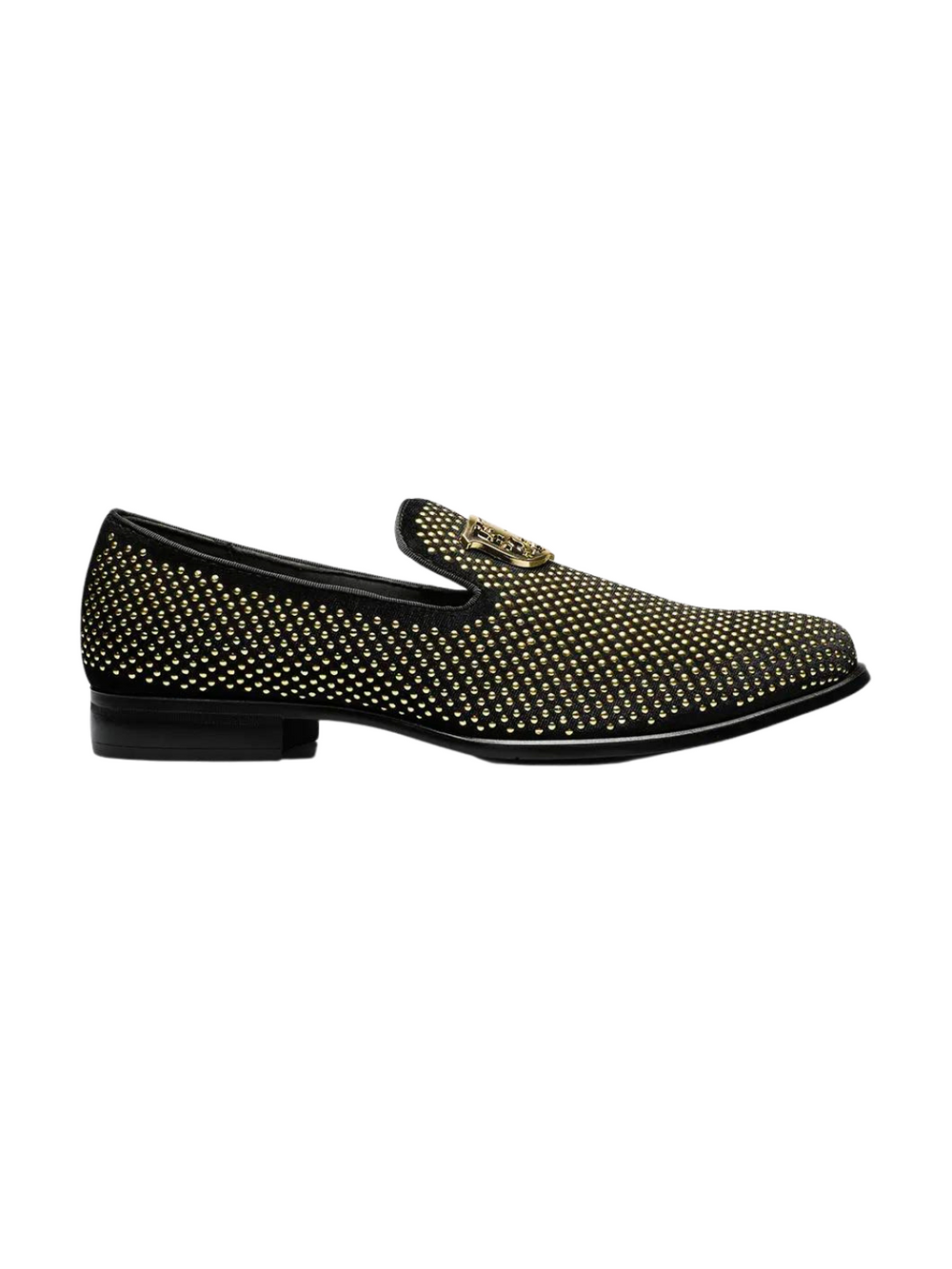 Stacy Adams Black & Gold Swagger Studded Slip On Loafer