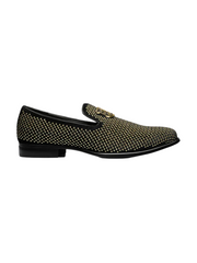 Stacy Adams Black & Gold Swagger Studded Slip On Loafer