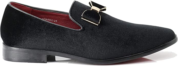 St. Patrick Black & Gold Velvet Bow Sparko Loafer