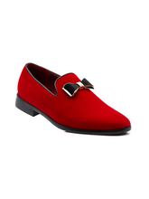 St. Patrick Red & Gold Velvet Bow Sparko Loafer