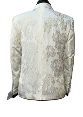 Blu Martini Off-White Floral Patterned Blazer