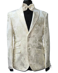 Blu Martini Off-White Floral Patterned Blazer