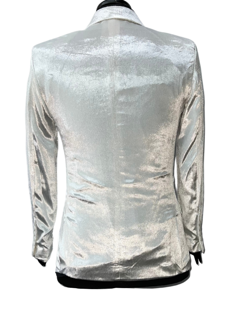 Blu Martini White Shiny Velour Blazer
