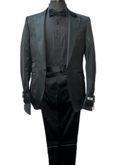 Giovanni Testi Black Satin Suit