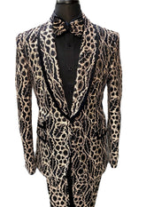 Giovanni Testi Black & Tan Pattered Suit