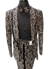 Giovanni Testi Black & Tan Pattered Suit