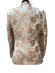 Biarelli Peach Floral Embossed Pattered Suit