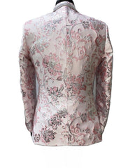 Biarelli Pink & Silver Floral Embossed Pattered Suit