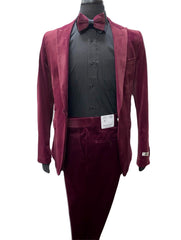 Giovanni Testi Burgundy Velvet Suit