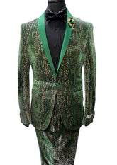 Giovanni Testi Green & Nude Cheetah Print Suit