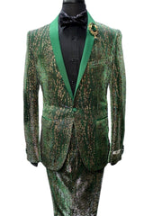 Giovanni Testi Green & Nude Cheetah Print Suit 
