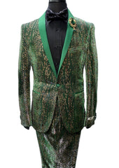 Giovanni Testi Green & Nude Cheetah Print Suit