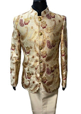 Blu Martini Red & Gold Paisley Design Suit