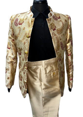 Blu Martini Red & Gold Paisley Design Suit