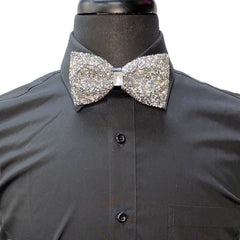 Silver Embellished Rhinestone Bow-Tie