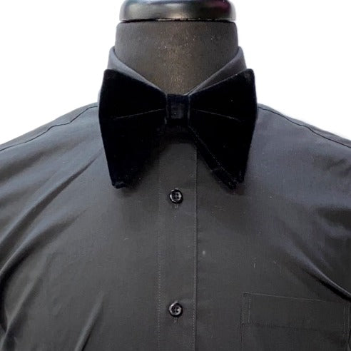 Black Velvet Long Bow-Tie & Pocket Square