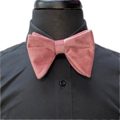 Dusty Rose Velvet Long Bow-Tie & Pocket Square