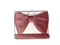 Dusty Rose Velvet Long Bow-Tie & Pocket Square