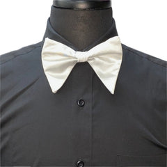 White Satin Long Bow-Tie & Pocket Square
