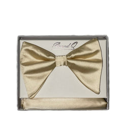 Ivory Satin Long Bow-Tie & Pocket Square