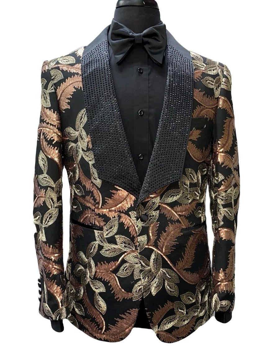 Empire Embroidered Leaf Design Blazer