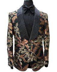 Empire Embroidered Leaf Design Blazer