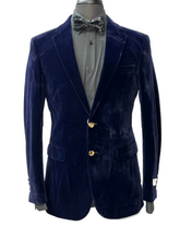 Kent & Park Navy Velvet Single Breasted Blazer