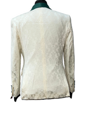 Tazzio Ivory & Emerald Damask Pattern Suit