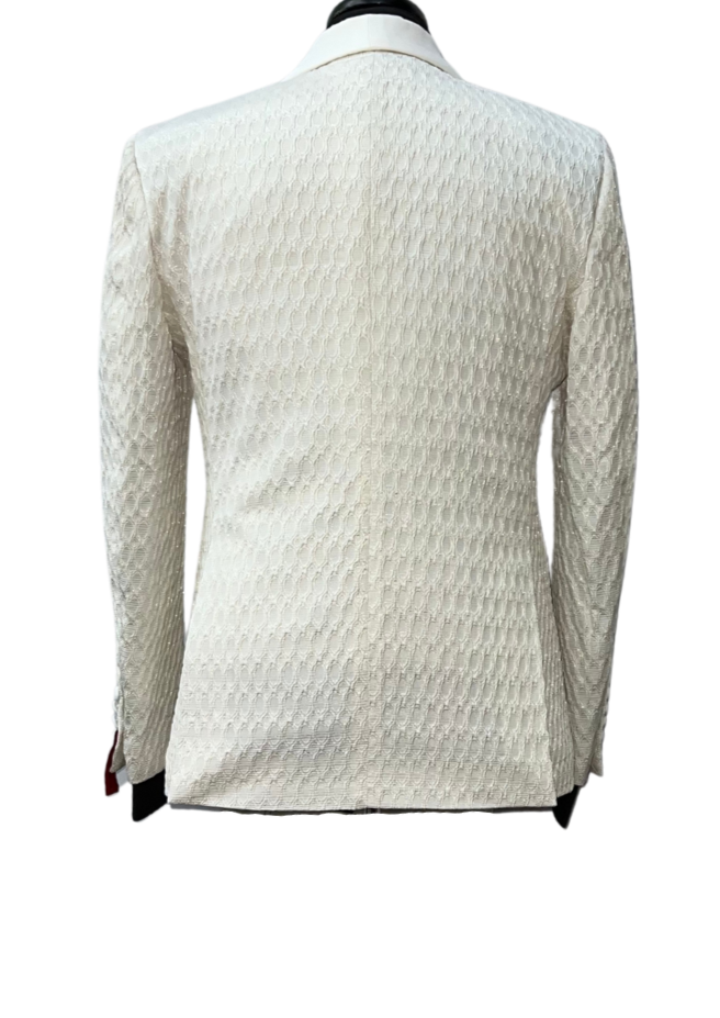 Tazzio Ivory Patterned Linen 3-Piece Suit