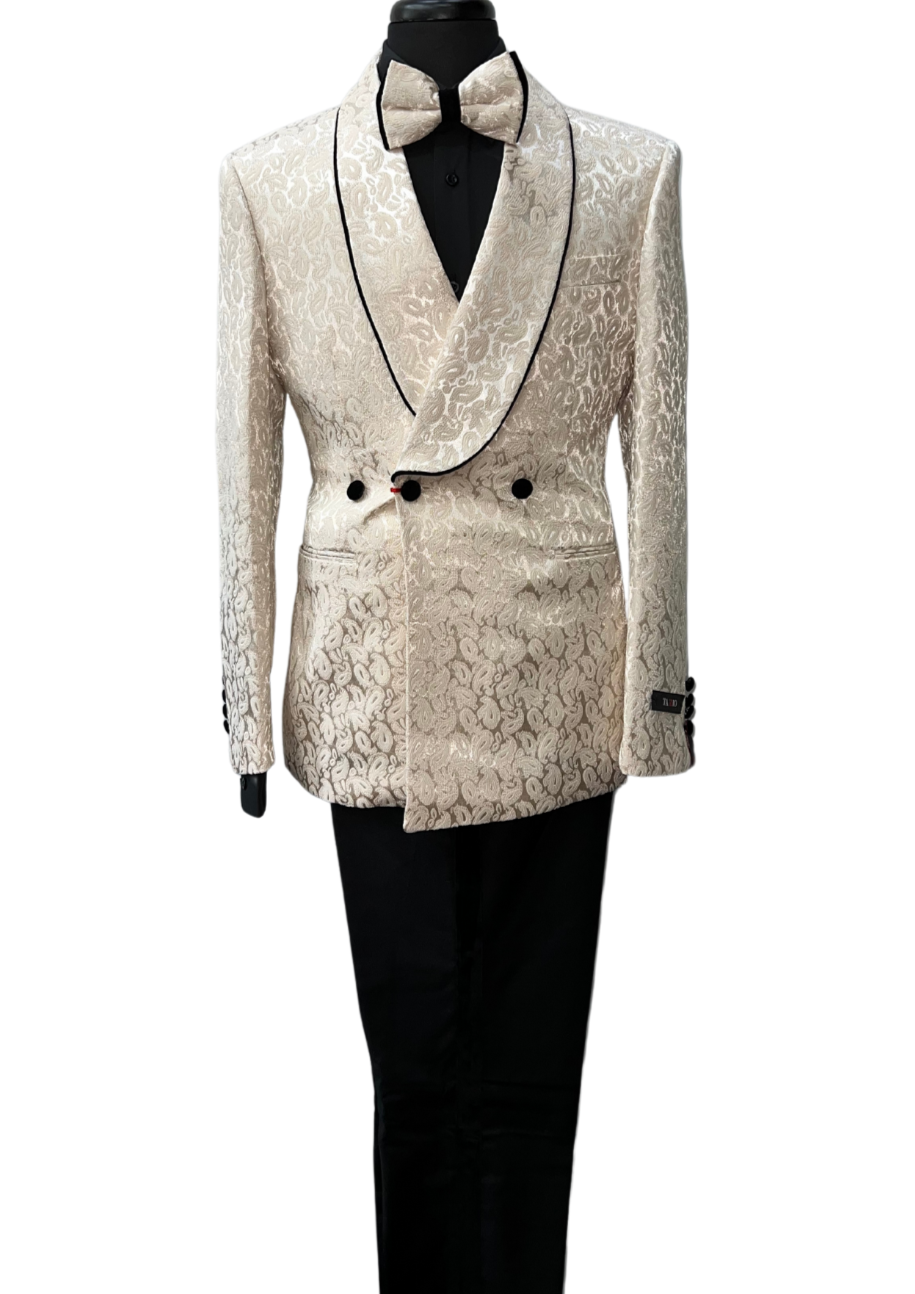 Tazzio Champagne & Black Paisley Pattern Suit