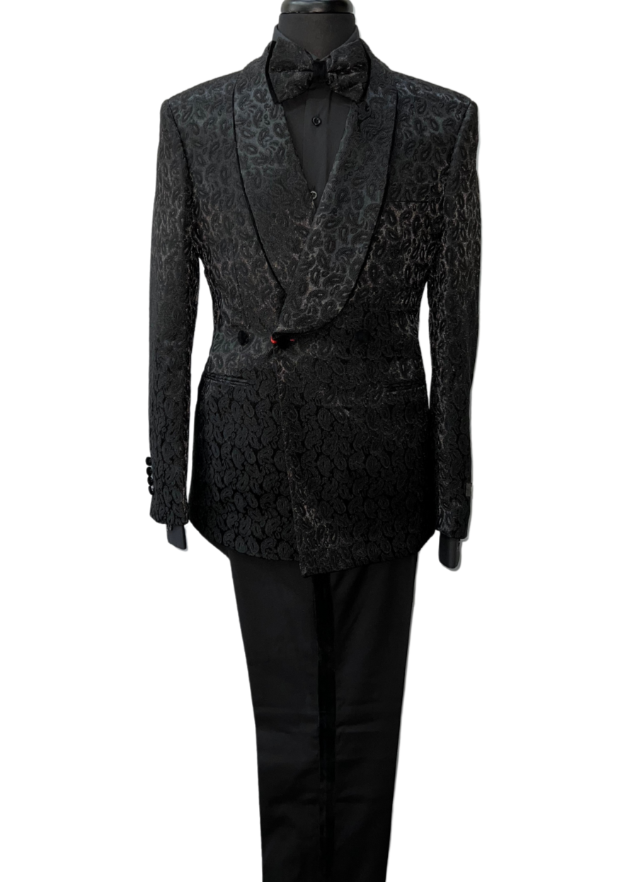 Tazzio Black Paisley Pattern Suit