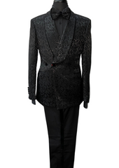 Tazzio Black Paisley Pattern Suit
