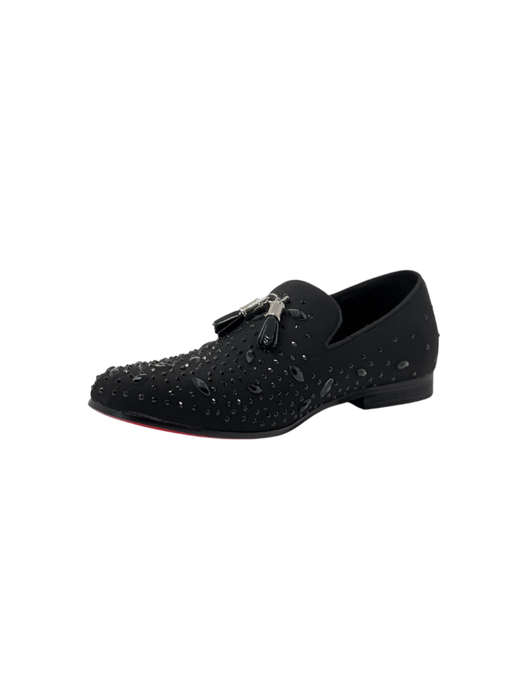 Barabas Black Rhinestone Formal Slip On Loafer