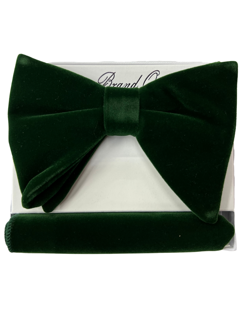 Hunter Green Velvet Long Bow-Tie & Pocket Square