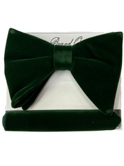 Hunter Green Velvet Long Bow-Tie & Pocket Square