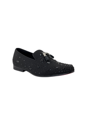 Barabas Black Rhinestone Formal Slip On Loafer
