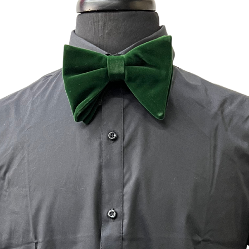 Hunter Green Velvet Long Bow-Tie & Pocket Square