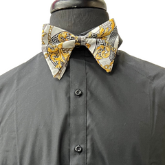 White Baroque Print Bow-Tie & Pocket Square