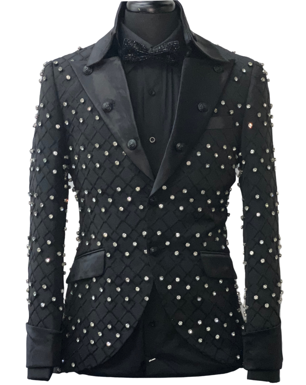Barabas men's dinner rhinestone slim fit black blazer