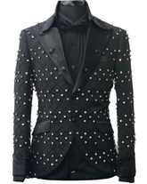 Barabas men's dinner rhinestone slim fit black blazer